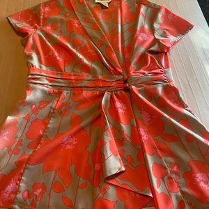 Women’s dressy blouse, coral/tan